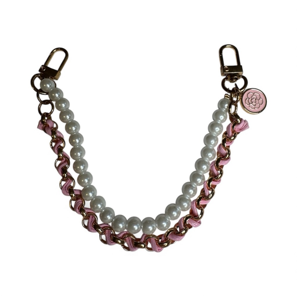 Pink and White Chain Strap with Pearl Detail